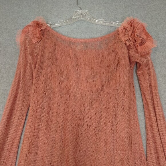 By Stella XL Loose Knit Off Shoulder 3D Floral Wool Blend Flawed Sweater Balloon - Picture 12 of 12